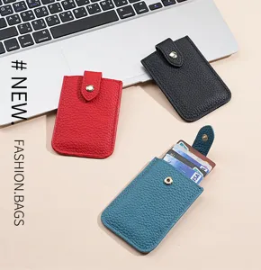 Genuine leather card holder slim mini credit card case wallet pocket organiser for women.