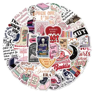 50 pcs reading theme aesthetic stickers waterproof vinyl decal for laptop water bottle