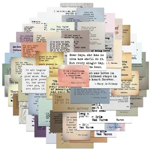50pcs autocollants citations anglaises vintage, étiquettes DIY imperméables pour ordinateur.