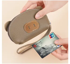 Cute leather pig coin purse mini hand wallet key pouch cartoon card holder lovely bag