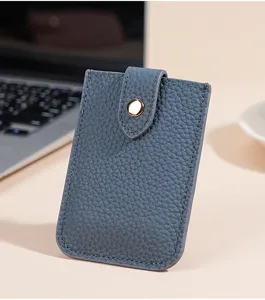 Ultra-thin genuine leather card holder minimalist slim wallet RFID blocking pocket card case