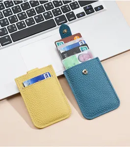 Genuine leather card holder minimalist slim wallet credit card case portable card organizer.