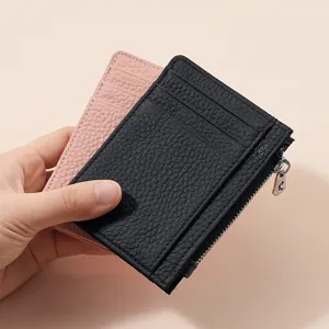 Echtleder Kartenetui minimalistische Geldbörse Münzfach mit mehreren Kartenfächern dünn