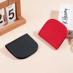 Genuine Top Layer Cowhide Leather Short Mini Wallet For Women Compact Bifold Card Holder Fashion Slim Coin Purse