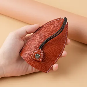Astuccio per chiavi in vera pelle estraibile marrone custodia compatta per chiavi auto