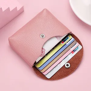 Véritable Cuir Mini Porte-Monnaie Pour Femmes Cuir de Vachette Porte-Cartes Couleur Unie Petit Portefeuille Souple Poche à Monnaie