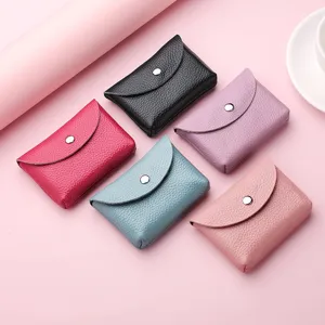 Porte-monnaie en cuir véritable pour femmes, mini étui à cartes et portefeuille souple.