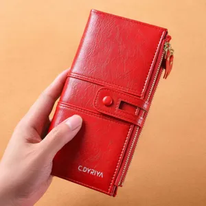Women's Long Wallet Large Capacity PU Leather Multifunctional Card Holder Zipper Coin Purse Clutch Bag