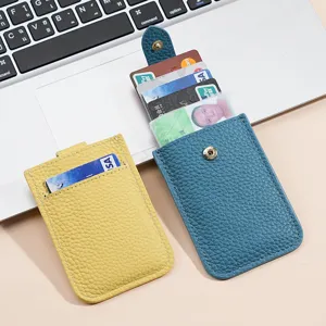 Genuine leather slim card holder minimalist ultra-thin credit card case purse organizer.