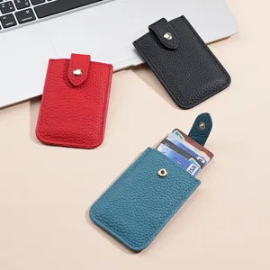 Genuine leather card holder mini wallet slim credit card case anti-theft organizer