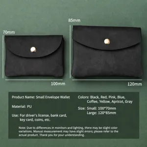 Compact PU leather coin purse mini wallet card holder with multiple color options and sizes.