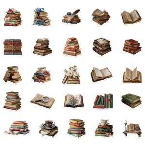 Vintage book stickers aesthetic stationery scrapbooking journaling decorative waterproof labels