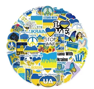 Autocollants vinyle impereables Ukraine 50pcs pour ordinateur portable valise tasse