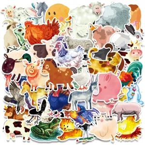Adesivi per Animali da Fattoria ad Acquerello di Cartoni Animati Impermeabili Carini Pulcini Anatre Decalcomanie per Bagagli Laptop