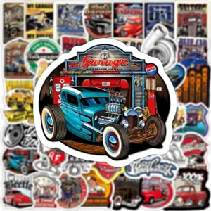 50 Pz Adesivi Graffiti Auto Classica Vintage Retrò per Laptop Valigia Skateboard