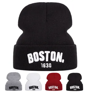 Winter Warm Knit Beanie Hat For Men Women 3D Letter Embroidery Acrylic Slouchy Skull Cap Outdoor Thermal Ski Hat