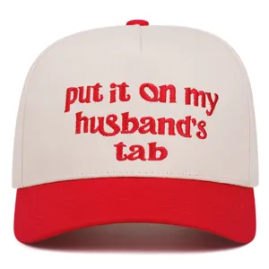 Embroidered baseball cap with funny slogan quote, stylish two-tone sun hat for outdoor wear.