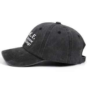 Vintage washed cotton baseball cap with side embroidery, casual dad hat for daily wear.