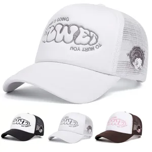 Cappello Trucker in Rete Traspirante Cotone Ricamo Lettere Berretto da Baseball Regolabile per Sport all'Aria Aperta Estivi