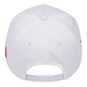 Cappellino da baseball bianco regolabile con ricamo della bandiera USA per esterni.