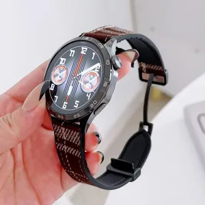 Tweed silicone composite watch strap replacement for smart watch magnetic folding clasp