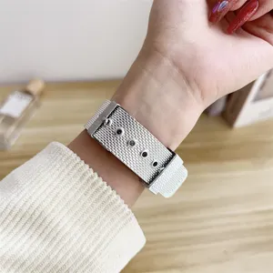 Stainless steel mesh smart watch band silver metal replacement strap for apple watch