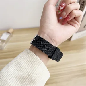 Replacement silicone watch strap with space mesh texture compatible with smart watches.