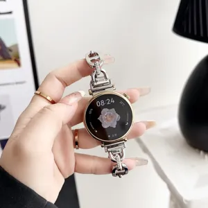 Cinturino per orologio in metallo con strass compatibile smartwatch, design elegante.
