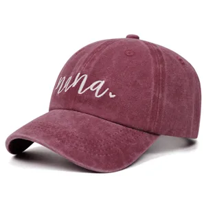 Vintage washed cotton baseball cap with cute embroidery, casual dad hat for daily wear.