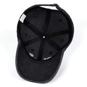 Vintage washed cotton baseball cap with interior details, adjustable strap for casual wear.