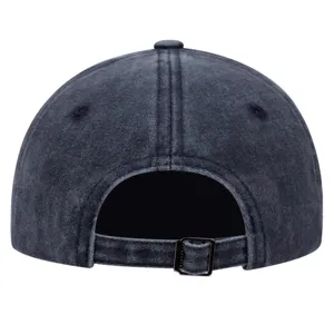 Classico berretto da baseball in denim lavato vintage con fibbia in metallo regolabile.
