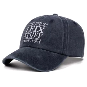 Cappellino da baseball in denim lavato vintage con ricamo I fix stuff cappello hip hop casual