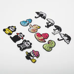 Cute cartoon embroidered cloth patches, iron-on animal badges for clothing repair and decor.