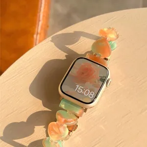 Frühling Sommer Harz Herz Uhrenarmband bunte Kette stilvolles Zubehör für Smartwatch Details