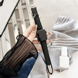 Echtes Leder Smartwatch Armband Mit Metallkette Litschi-Muster Ersatzarmband Für Ultra SE Serie