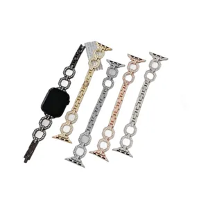 Edelstahl Strass O-Kette Uhrenarmband kompatibel mit Apple Watch Ersatzarmband