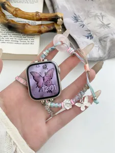 Bracelet tressé pour Apple Watch avec charms papillon, bracelet de rechange respirant pour iwatch.