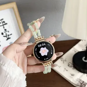 Chinese stijl kralen horlogeband, jade-look bamboe ontwerp vervangende band voor smartwatch.