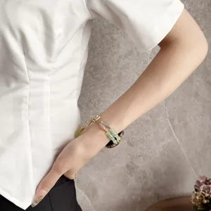 Chinese stijl kralen horlogeband vervanging voor smartwatch elegante groene roze armband