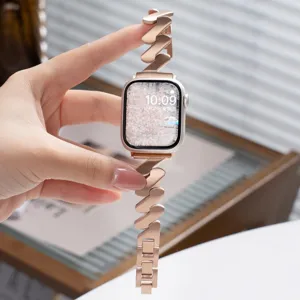 Metall Kettenarmband kompatibel mit Apple Watch Starlight Farbe Detailansicht