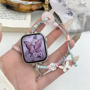 Bracelet tressé respirant pour Apple Watch Series 9 10 SE, design estival élégant et chic.