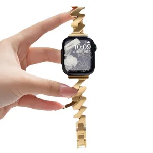 Sternenlicht Metall Ketten Armband kompatibel mit Apple Watch, stilvolles unregelmäßiges Design.