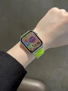 Διαφανές λουράκι ρολογιού jelly για Apple Watch, πράσινο neon ανταλλακτικό λουράκι.