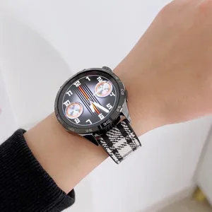 Stylish replacement watch strap tweed silicone hybrid plaid design for smart watch models.