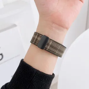 Tweed silicone hybrid watch strap with magnetic folding clasp for smart watch accessory