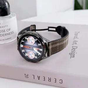 Replacement smartwatch strap, tweed and silicone composite, magnetic folding buckle, stylish band