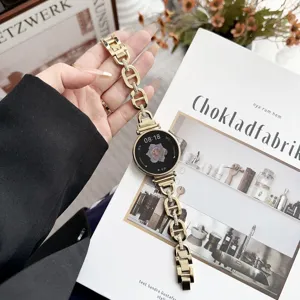 Cinturino per orologio in metallo con strass in acciaio inossidabile di lusso.
