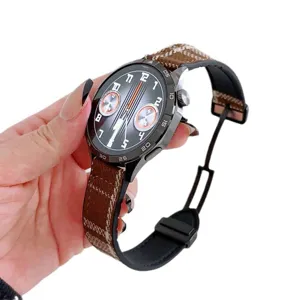 Tweed silicone composite replacement watch band with folding magnetic clasp for smartwatch