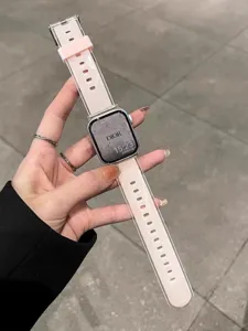 Διαφανές ροζ λουράκι ρολογιού συμβατό με Apple Watch, μαλακό λουράκι σιλικόνης.