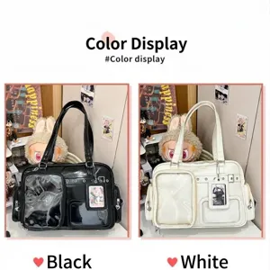 Japanese style anime ita bag large capacity clear window shoulder crossbody bag for daily commute.